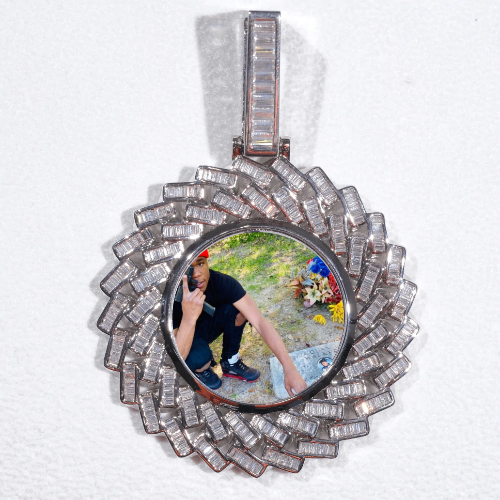 Large 3D Baguette Custom Picture Pendant