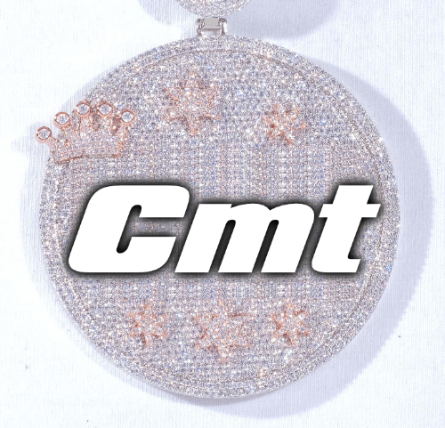 CUSTOM LETTER NECKLACE 3D BIG CROWN DISC
