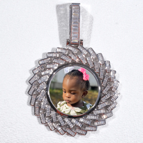 Large 3D Baguette Custom Picture Pendant