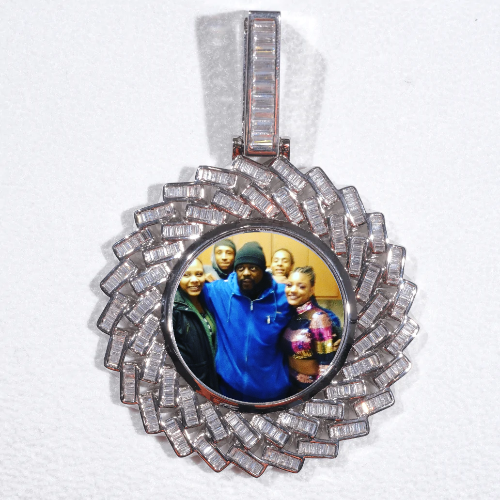 Large 3D Baguette Custom Picture Pendant