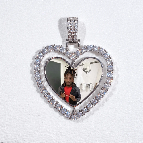 3D Spinning 2-Faced Heart Custom Picture Pendant