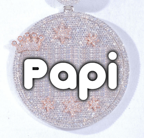 CUSTOM LETTER NECKLACE 3D BIG CROWN DISC