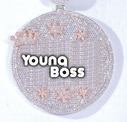 CUSTOM LETTER NECKLACE 3D BIG CROWN DISC