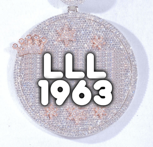 CUSTOM LETTER NECKLACE 3D BIG CROWN DISC