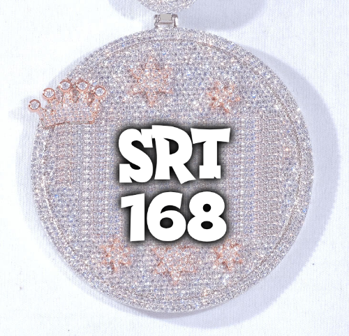 CUSTOM LETTER NECKLACE 3D BIG CROWN DISC