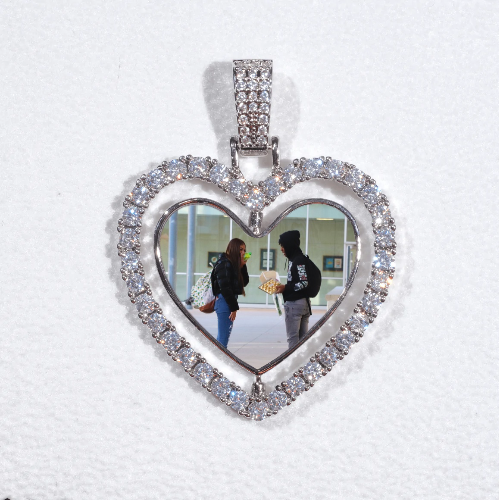 3D Spinning 2-Faced Heart Custom Picture Pendant