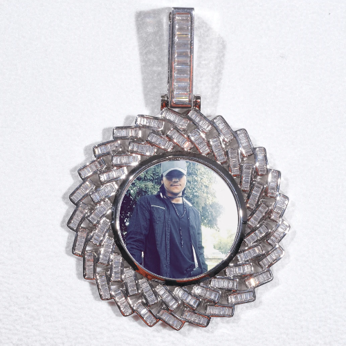 Large 3D Baguette Custom Picture Pendant