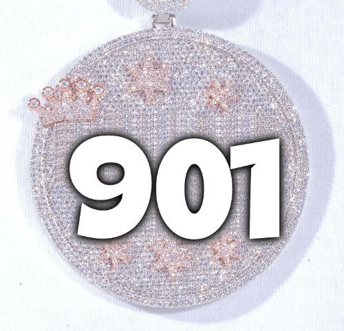 CUSTOM LETTER NECKLACE 3D BIG CROWN DISC
