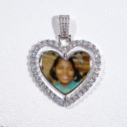 3D Spinning 2-Faced Heart Custom Picture Pendant