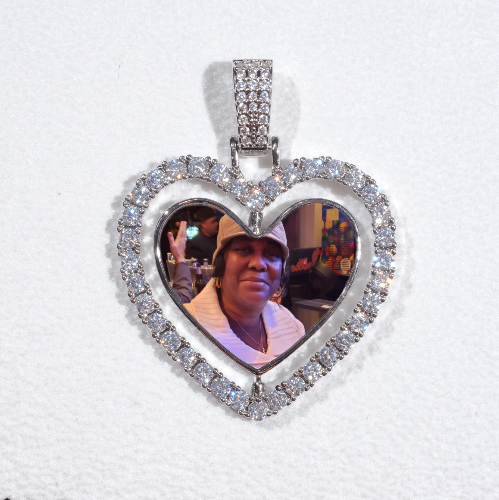 3D Spinning 2-Faced Heart Custom Picture Pendant