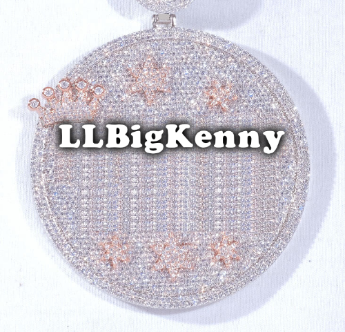 CUSTOM LETTER NECKLACE 3D BIG CROWN DISC