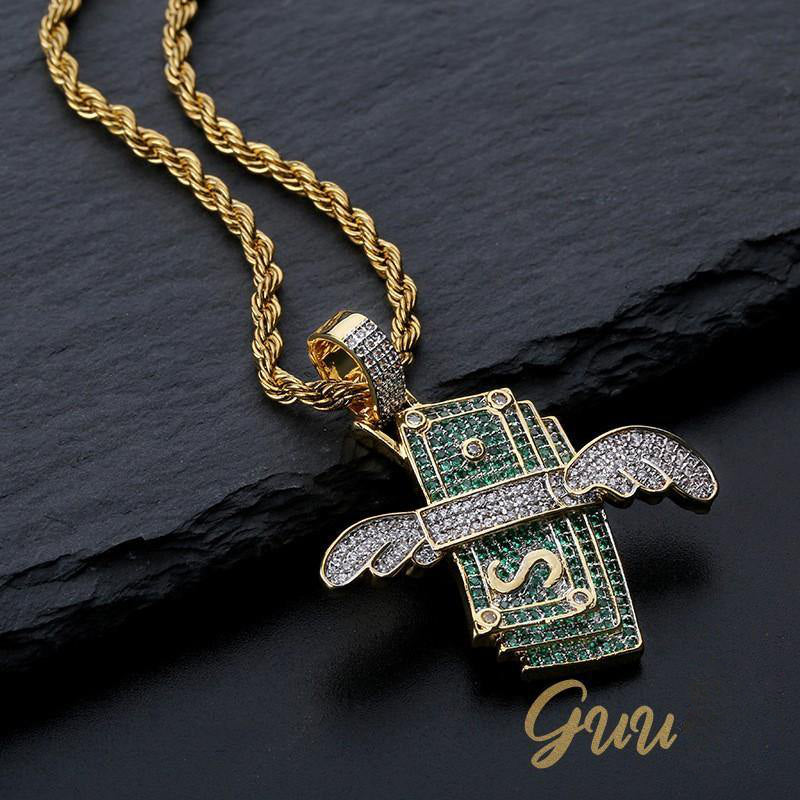 18K Gold-Plated AAA CZ Money Personality Pendant - The GUU Shop