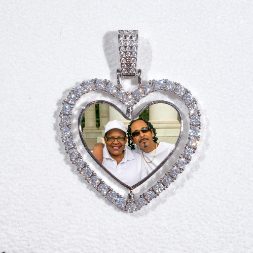 3D Spinning 2-Faced Heart Custom Picture Pendant