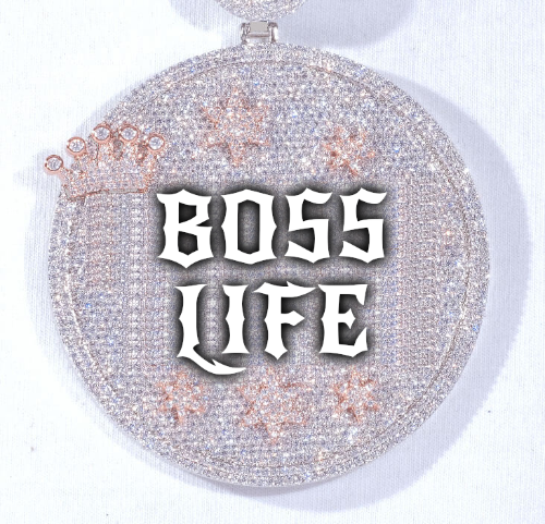 CUSTOM LETTER NECKLACE 3D BIG CROWN DISC