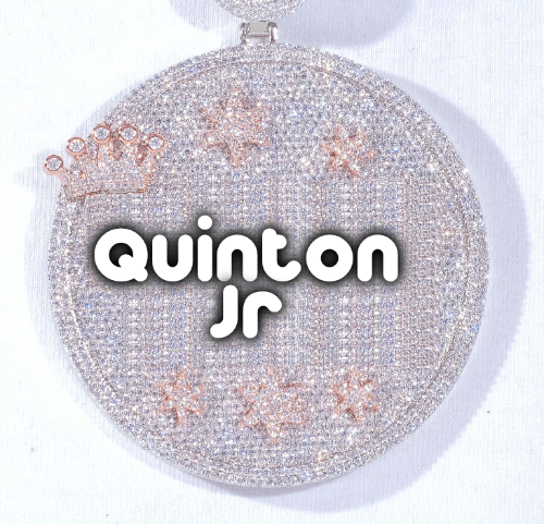 CUSTOM LETTER NECKLACE 3D BIG CROWN DISC