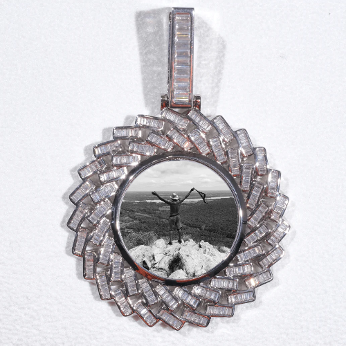 Large 3D Baguette Custom Picture Pendant