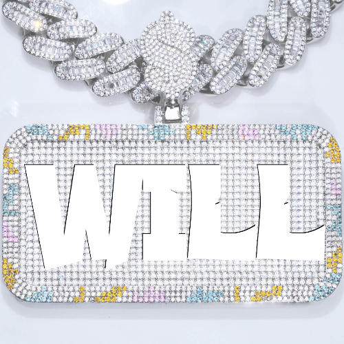 CUSTOM LETTER NECKLACE 3D COLORFUL SQUARE