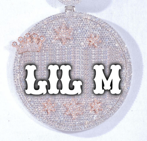 CUSTOM LETTER NECKLACE 3D BIG CROWN DISC
