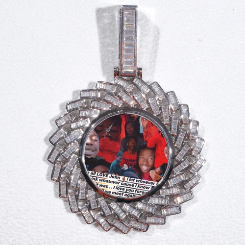 Large 3D Baguette Custom Picture Pendant