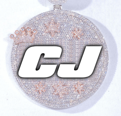 CUSTOM LETTER NECKLACE 3D BIG CROWN DISC