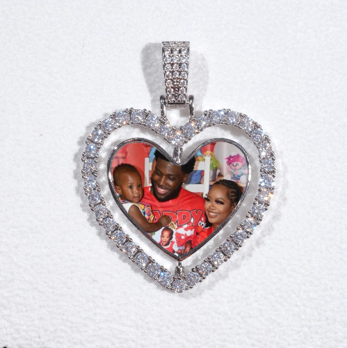 3D Spinning 2-Faced Heart Custom Picture Pendant