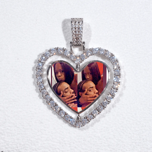 3D Spinning 2-Faced Heart Custom Picture Pendant