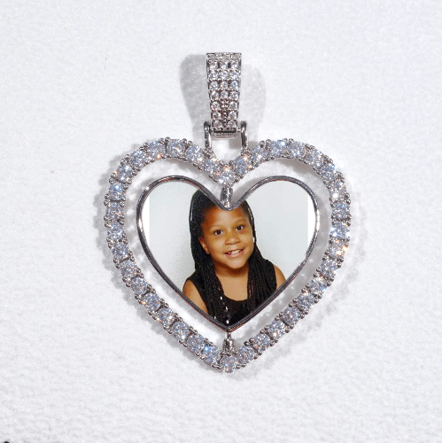 3D Spinning 2-Faced Heart Custom Picture Pendant