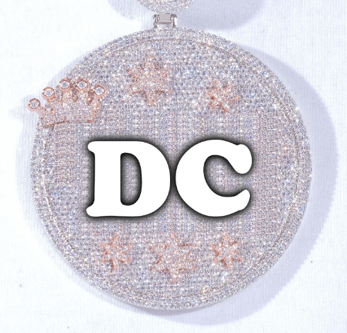 CUSTOM LETTER NECKLACE 3D BIG CROWN DISC