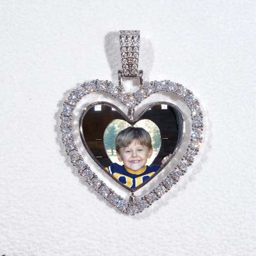 3D Spinning 2-Faced Heart Custom Picture Pendant