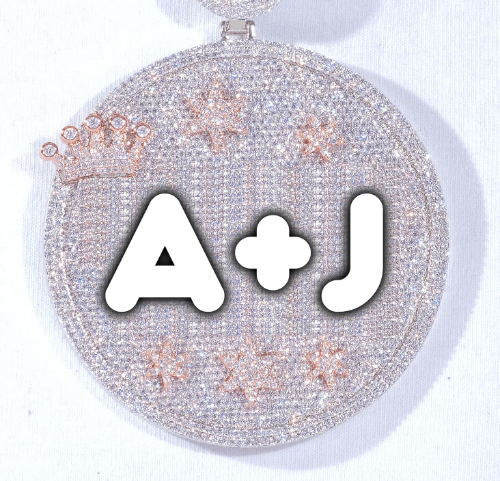 CUSTOM LETTER NECKLACE 3D BIG CROWN DISC
