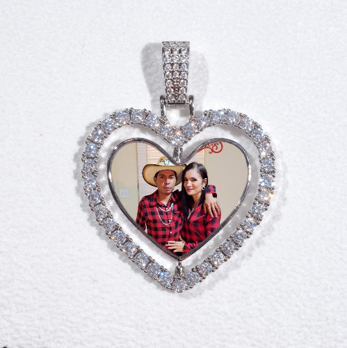 3D Spinning 2-Faced Heart Custom Picture Pendant
