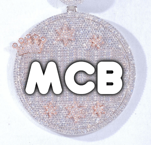 CUSTOM LETTER NECKLACE 3D BIG CROWN DISC