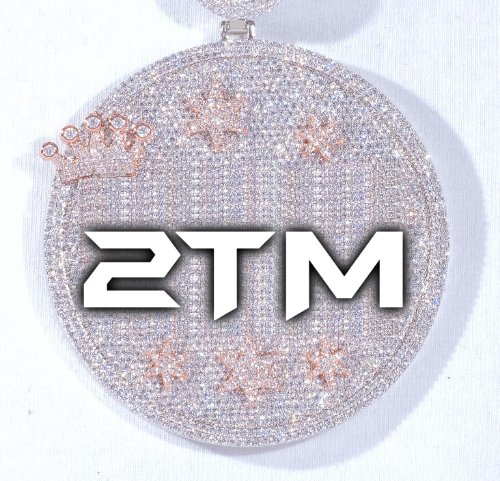 CUSTOM LETTER NECKLACE 3D BIG CROWN DISC