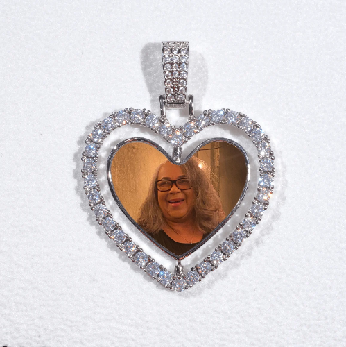 3D Spinning 2-Faced Heart Custom Picture Pendant