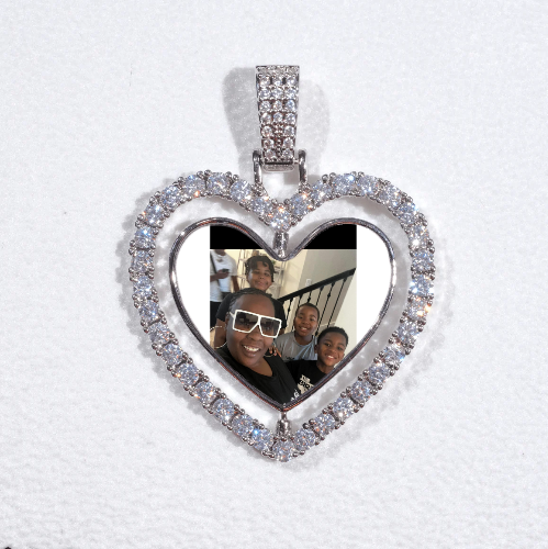 3D Spinning 2-Faced Heart Custom Picture Pendant