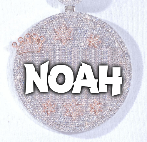 CUSTOM LETTER NECKLACE 3D BIG CROWN DISC