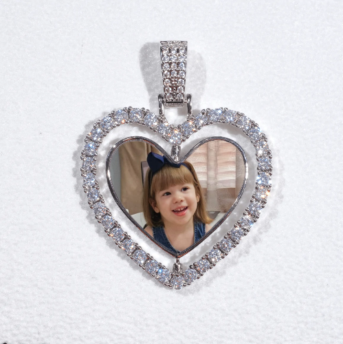 3D Spinning 2-Faced Heart Custom Picture Pendant