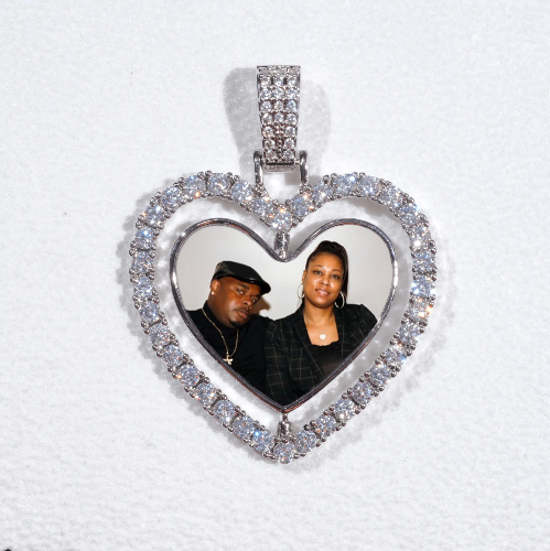 3D Spinning 2-Faced Heart Custom Picture Pendant