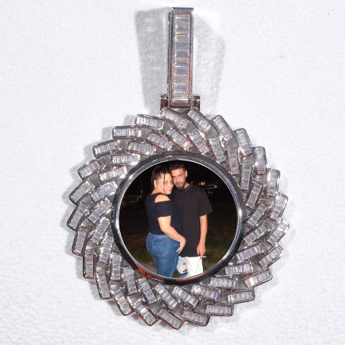 Large 3D Baguette Custom Picture Pendant