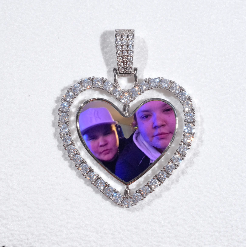 3D Spinning 2-Faced Heart Custom Picture Pendant