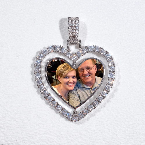 3D Spinning 2-Faced Heart Custom Picture Pendant