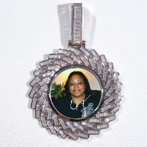 Large 3D Baguette Custom Picture Pendant