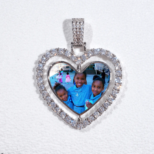 3D Spinning 2-Faced Heart Custom Picture Pendant