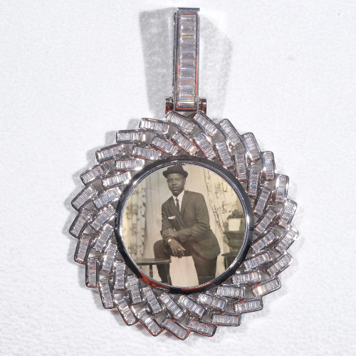 Large 3D Baguette Custom Picture Pendant