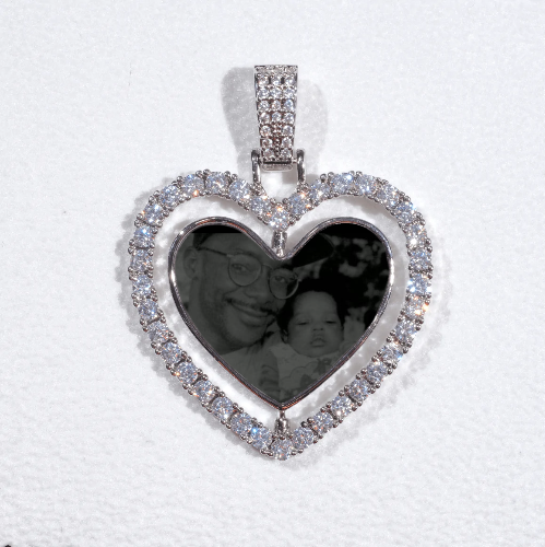 3D Spinning 2-Faced Heart Custom Picture Pendant