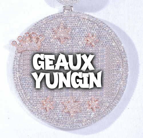 CUSTOM LETTER NECKLACE 3D BIG CROWN DISC