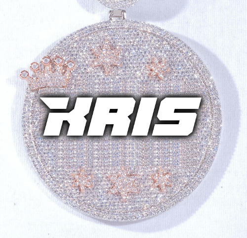 CUSTOM LETTER NECKLACE 3D BIG CROWN DISC