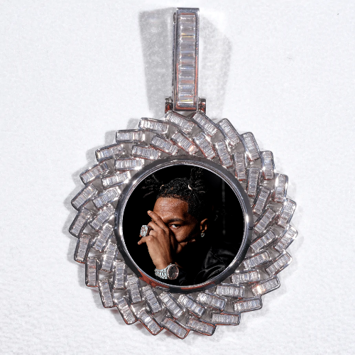 Large 3D Baguette Custom Picture Pendant