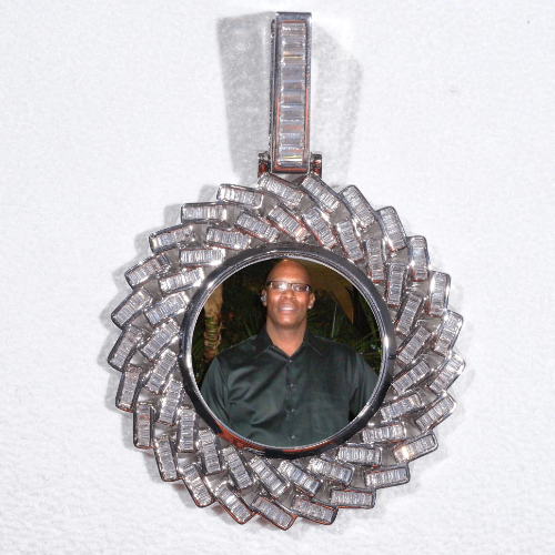 Large 3D Baguette Custom Picture Pendant