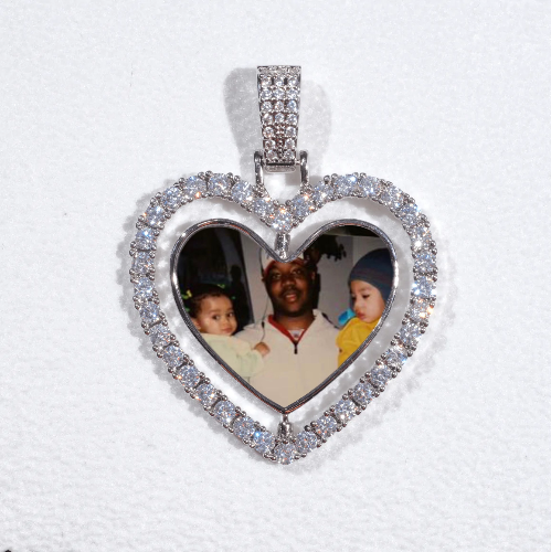 3D Spinning 2-Faced Heart Custom Picture Pendant